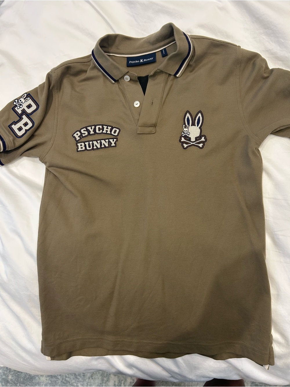 Psycho Bunny youth Polo in Olive Green with Navy Trim
